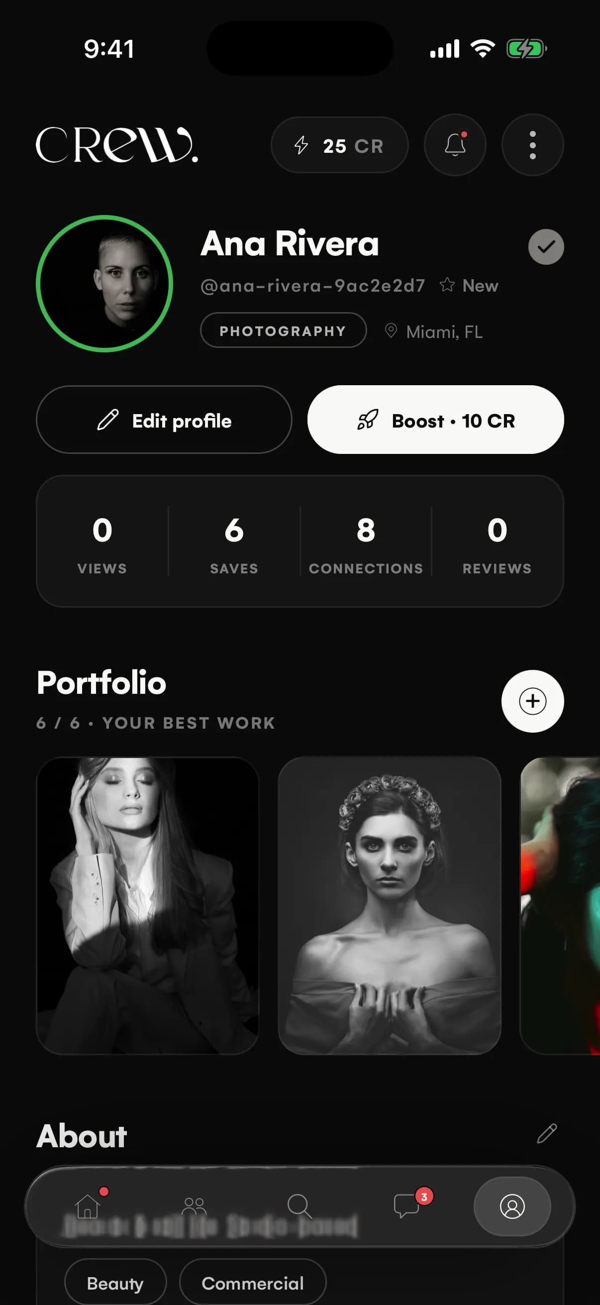 CREW app: Create your profile